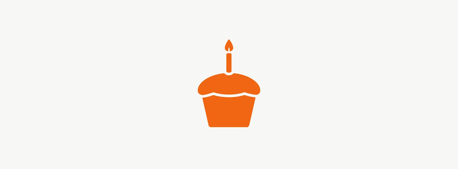 Illustration of cupcake with lit candle celebrating first anniversary