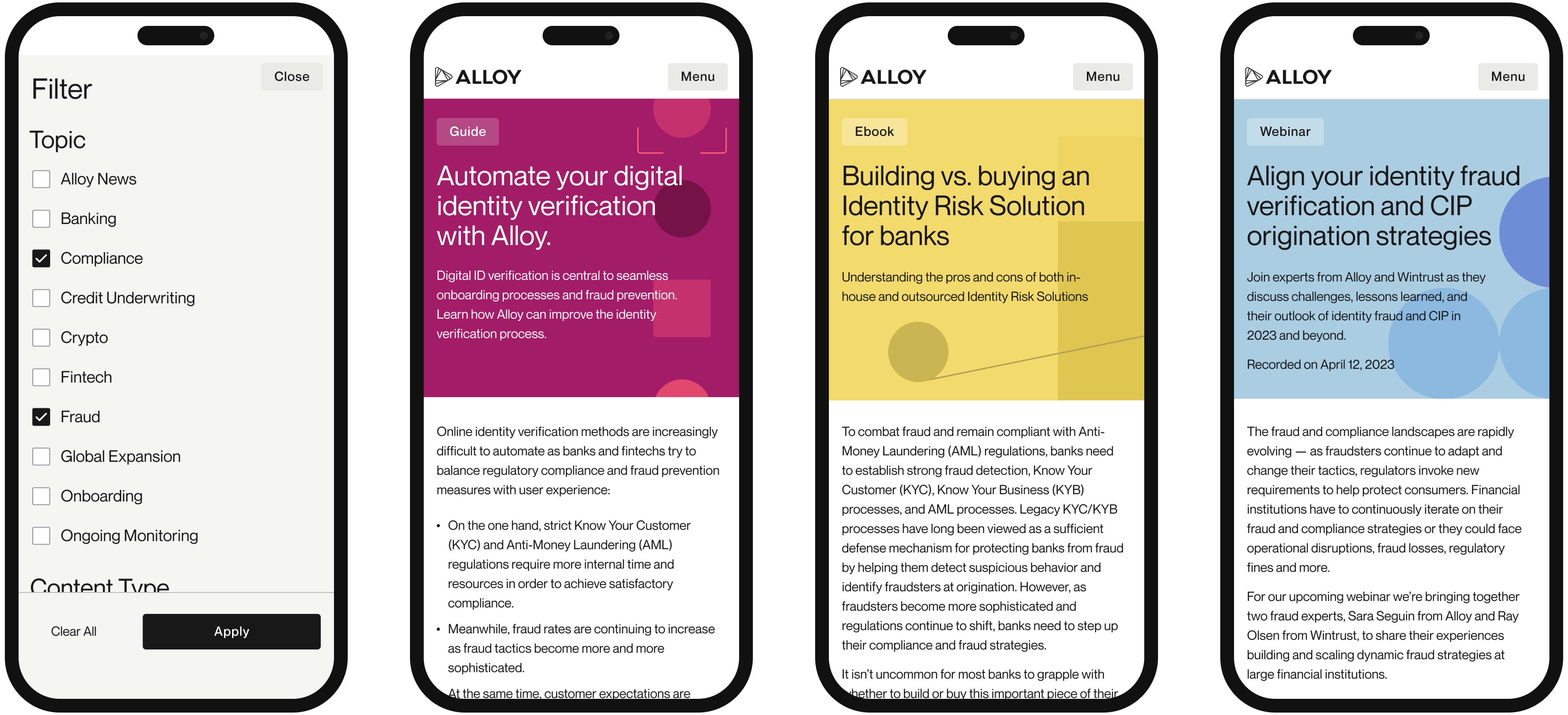 Screenshots of the Alloy website